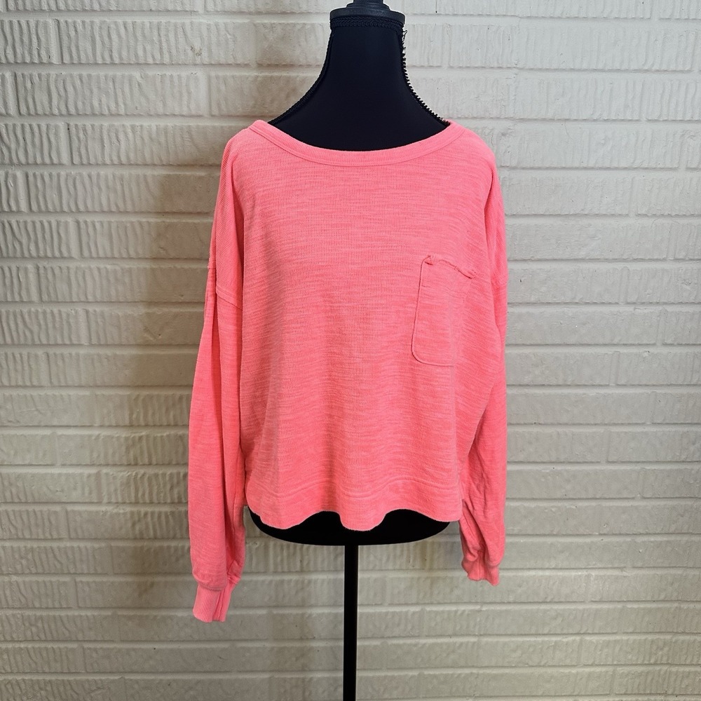 Aerie Cropped Endless Summer Crew Distressed Sweatshirt Color Tropadelic Size S